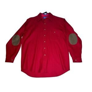 Pendleton Board Red Button Up Shirt Pure Virgin Wool Vintage Mens Large